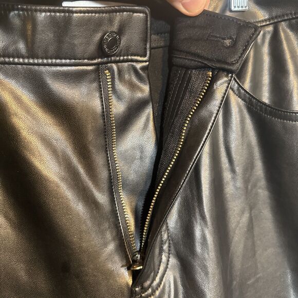Abercrombie & Fitch Straight Ultra High Rise Vegan Leather Pants Sz 31/12 VTG - Picture 4 of 13